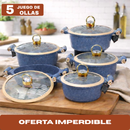 Juego de 5 Ollas de Cerámica Antiadherente con Triple Revestimiento (¡Cociná más rápido y con mucho menos desorden!)