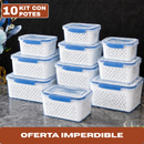 Kit con 10 Recipientes Herméticos con Escurridor Inteligente (Moderno e innovador para tu cocina)