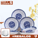 [Llevá 5 Pagá 3] Platos de Cerámica Resistente con Estampa Retro + REGALO: 5 Vasos de Vidrio